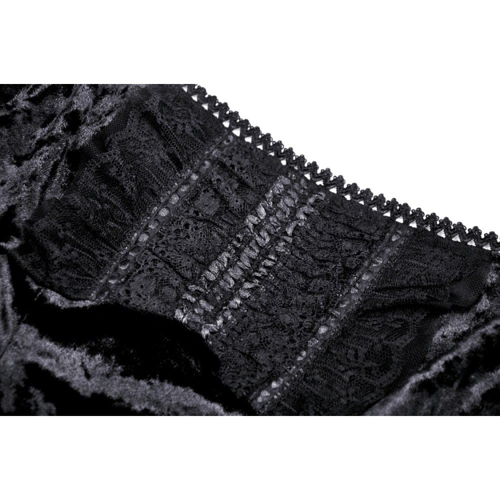 Darkinlove Women's Gothic Lace Sleeved Velvet Dress