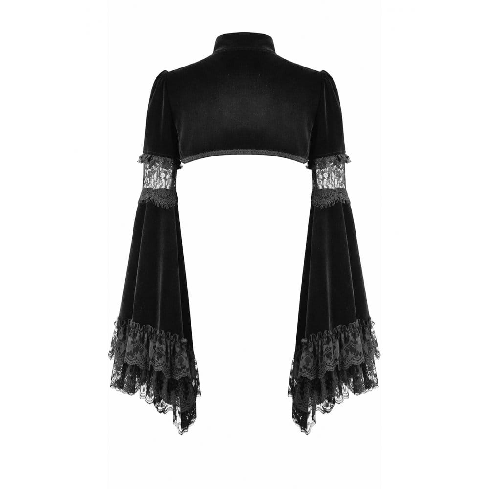 Darkinlove Women's Gothic Lace Splice Flare Sleeve Velvet Cape