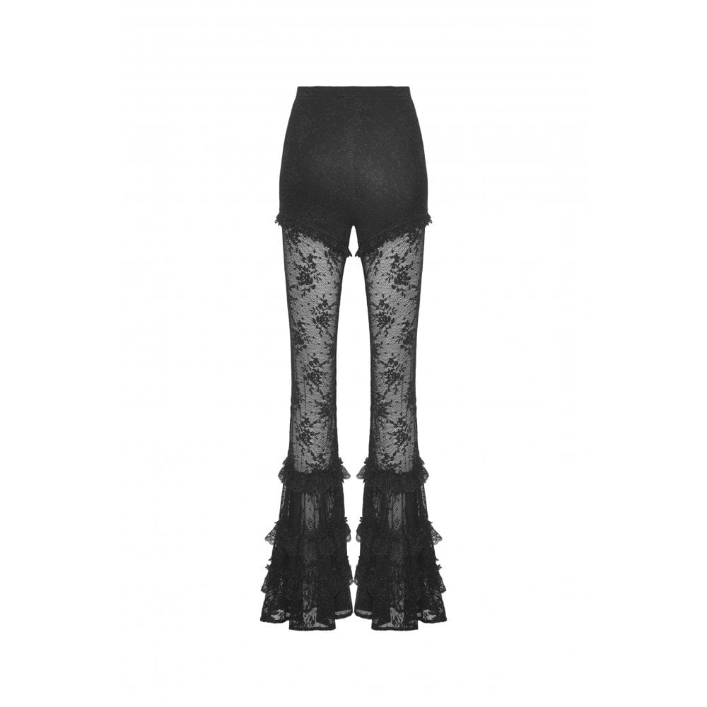 Darkinlove Women's Gothic Lace Splice Flared Leggings