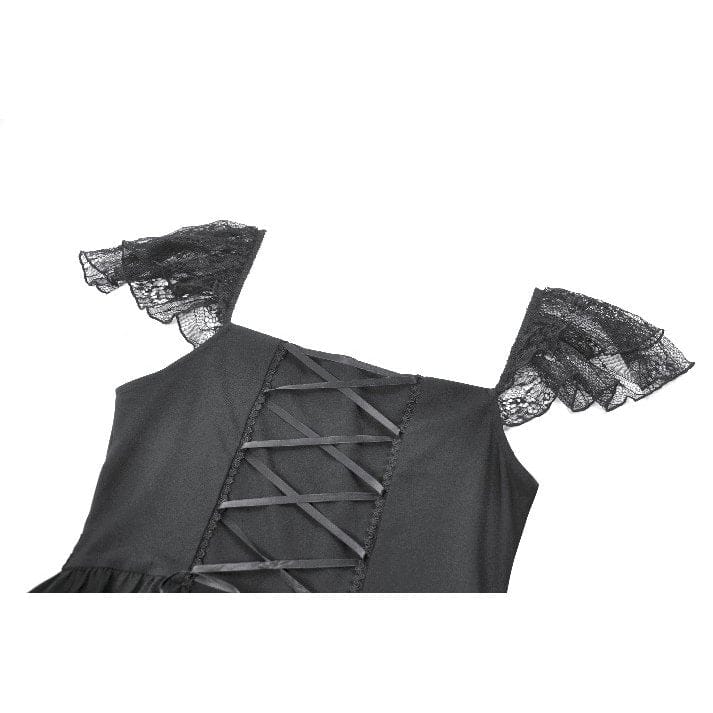 Darkinlove Women's Gothic Lace Square-cut Collar Dress