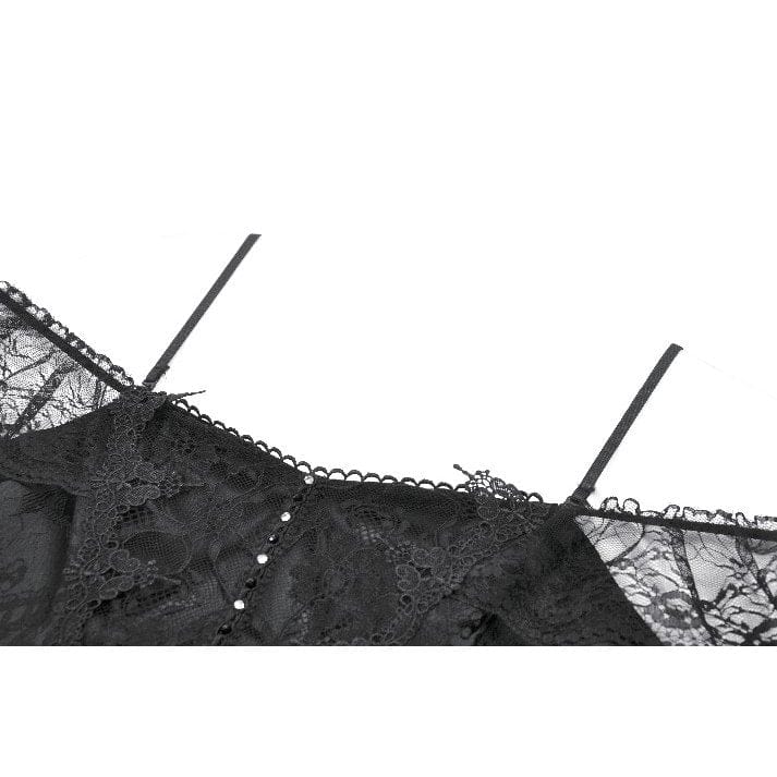 Darkinlove Women's Gothic Lace-tiered Off-Shoulder Slip Dress