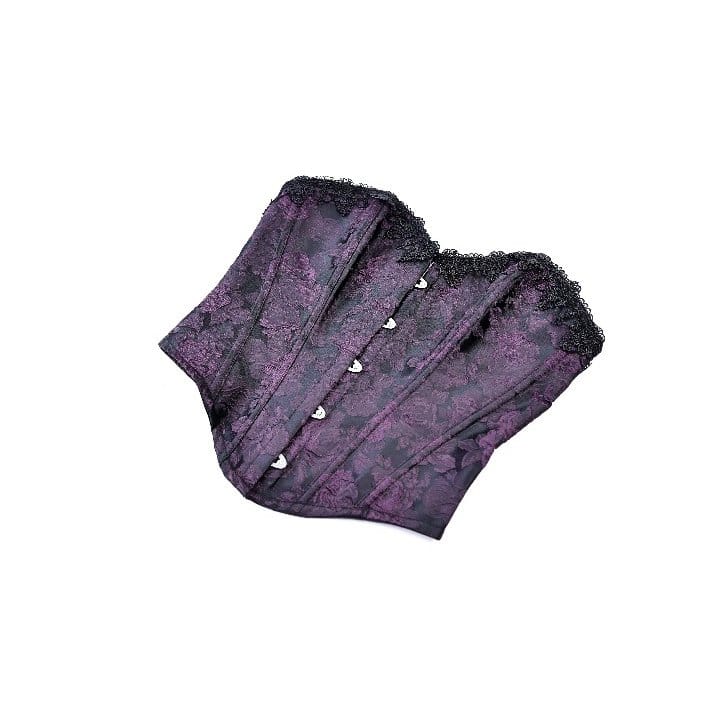 Darkinlove Women's Gothic Lace-up Jacquard Overbust Corset Purple
