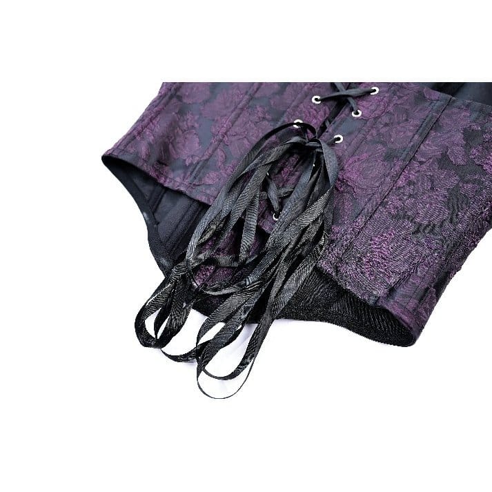 Darkinlove Women's Gothic Lace-up Jacquard Overbust Corset Purple