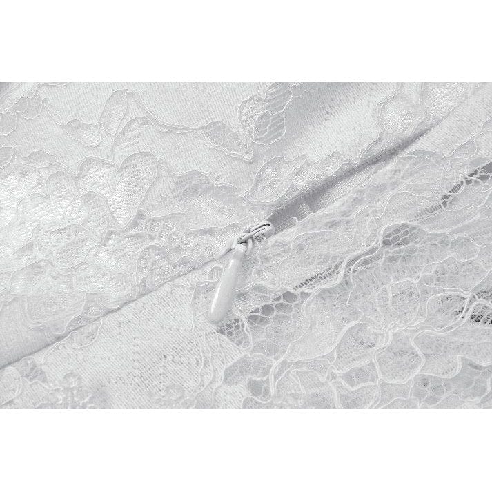 Darkinlove Women's Gothic Lace-up Lace Slip White Dress