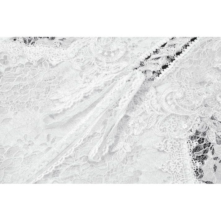 Darkinlove Women's Gothic Lace-up Lace Slip White Dress