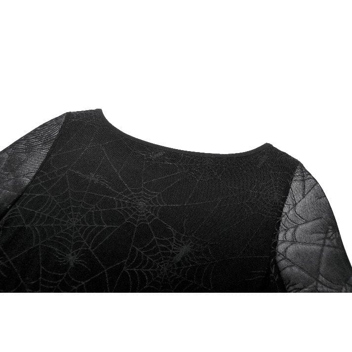 Darkinlove Women's Gothic Lace-up Spiderweb Witch Dress