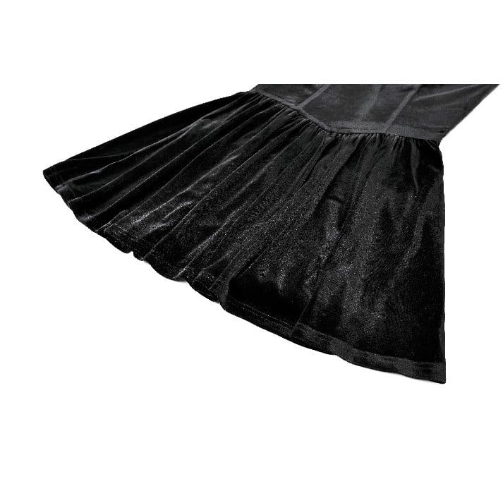 Darkinlove Women's Gothic Lace-up Square-cut Collar Flare Sleeve Dress