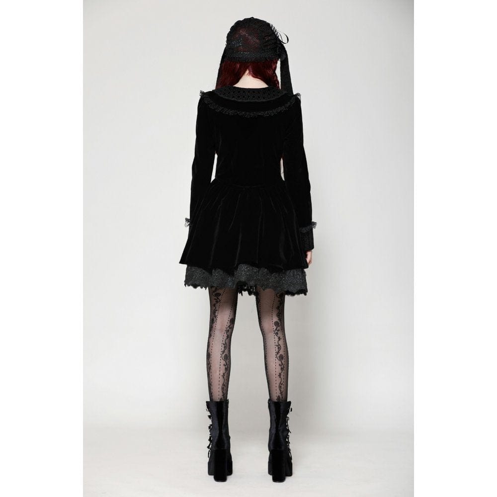 Darkinlove Women's Gothic Lace Velvet Short Dress
