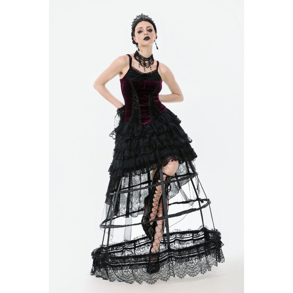 Darkinlove Women's Gothic Lacing-up Velet Tank Top