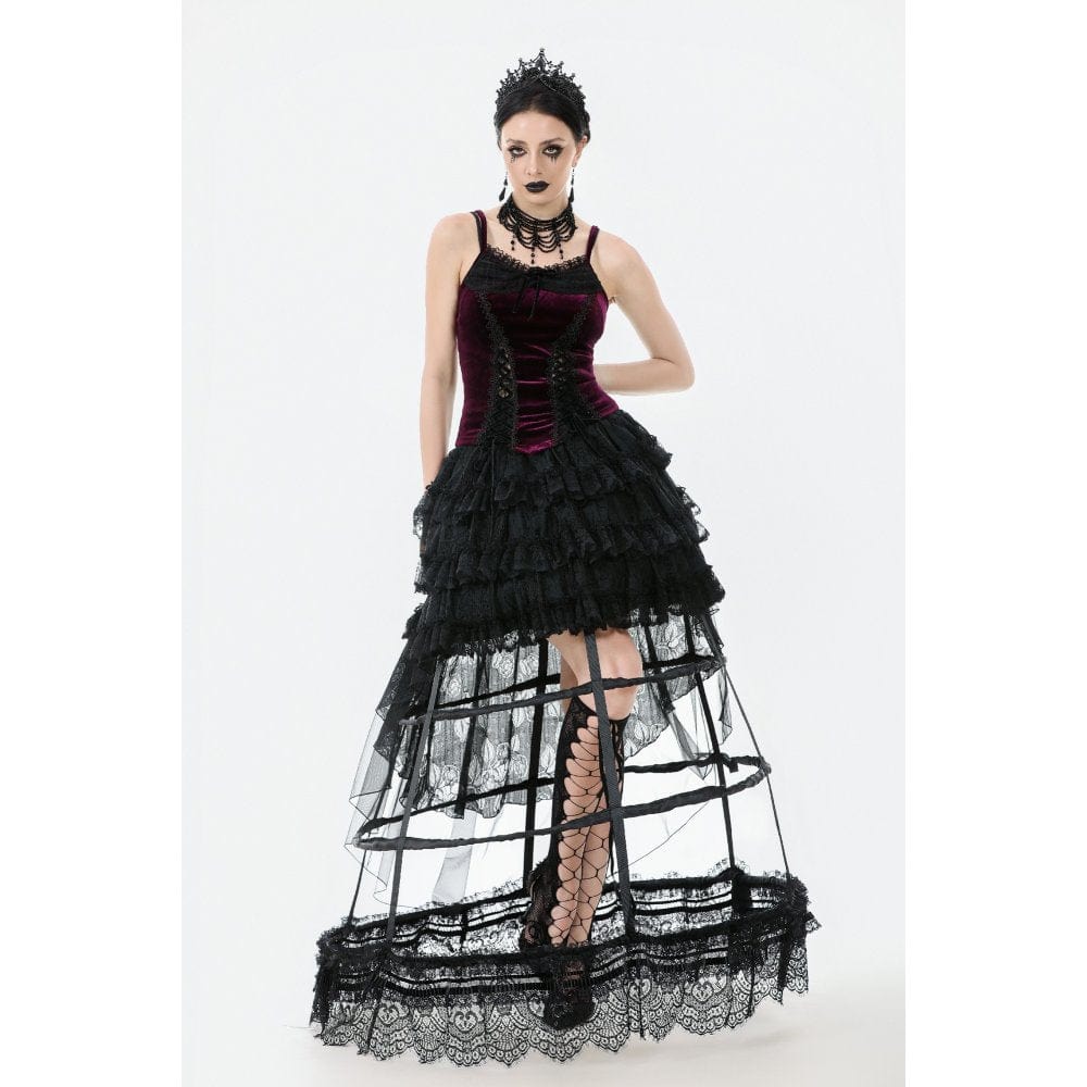 Darkinlove Women's Gothic Lacing-up Velet Tank Top