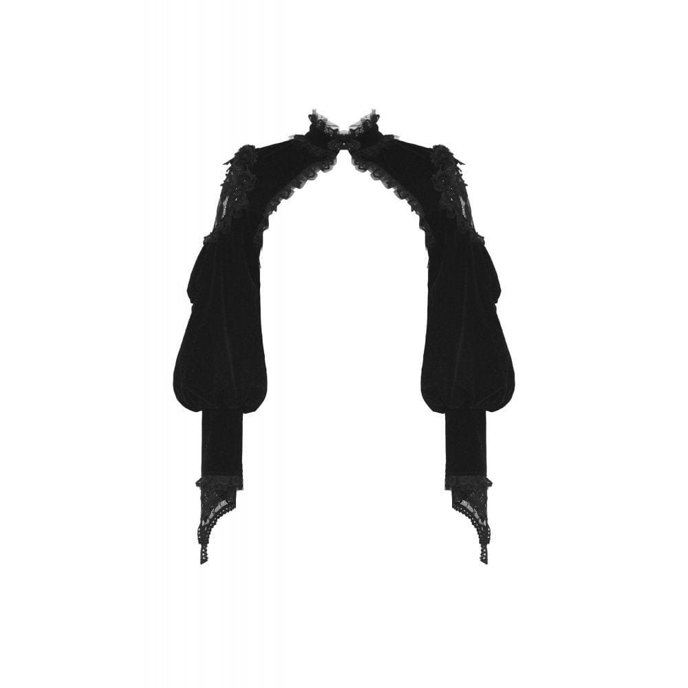 Darkinlove Women's Gothic Lantern Sleeved Lace Splice Velvet Cape
