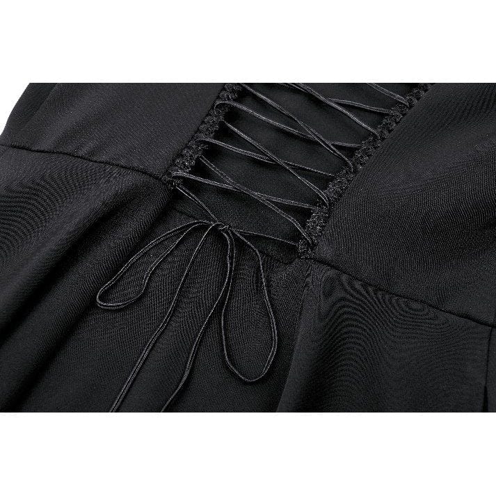 Darkinlove Women's Gothic Lapel Collar Flared Sleeved Witch Dress