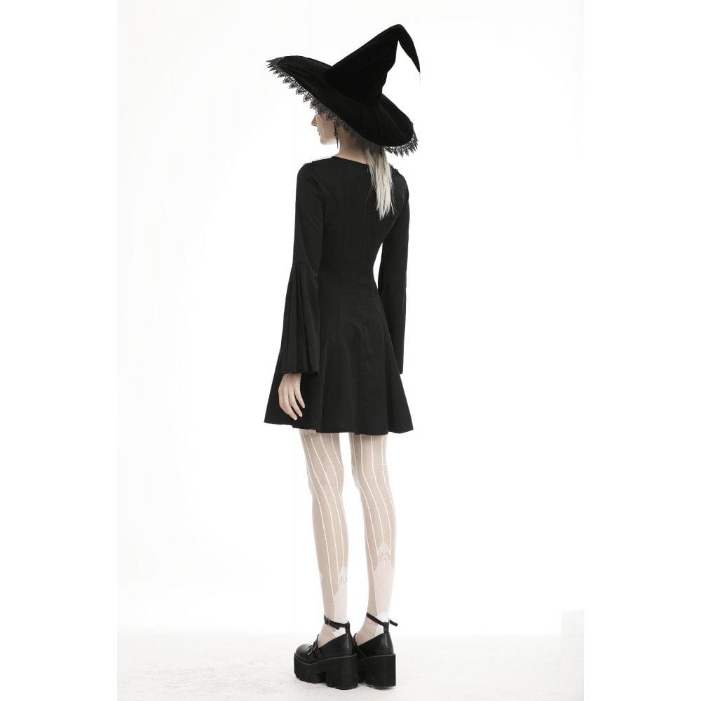 Darkinlove Women's Gothic Large Lapel Dresses With Cross