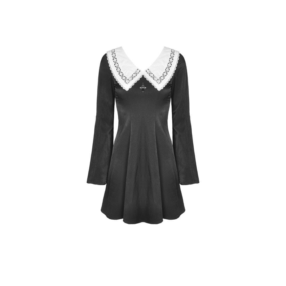 Darkinlove Women's Gothic Large Lapel Dresses With Cross