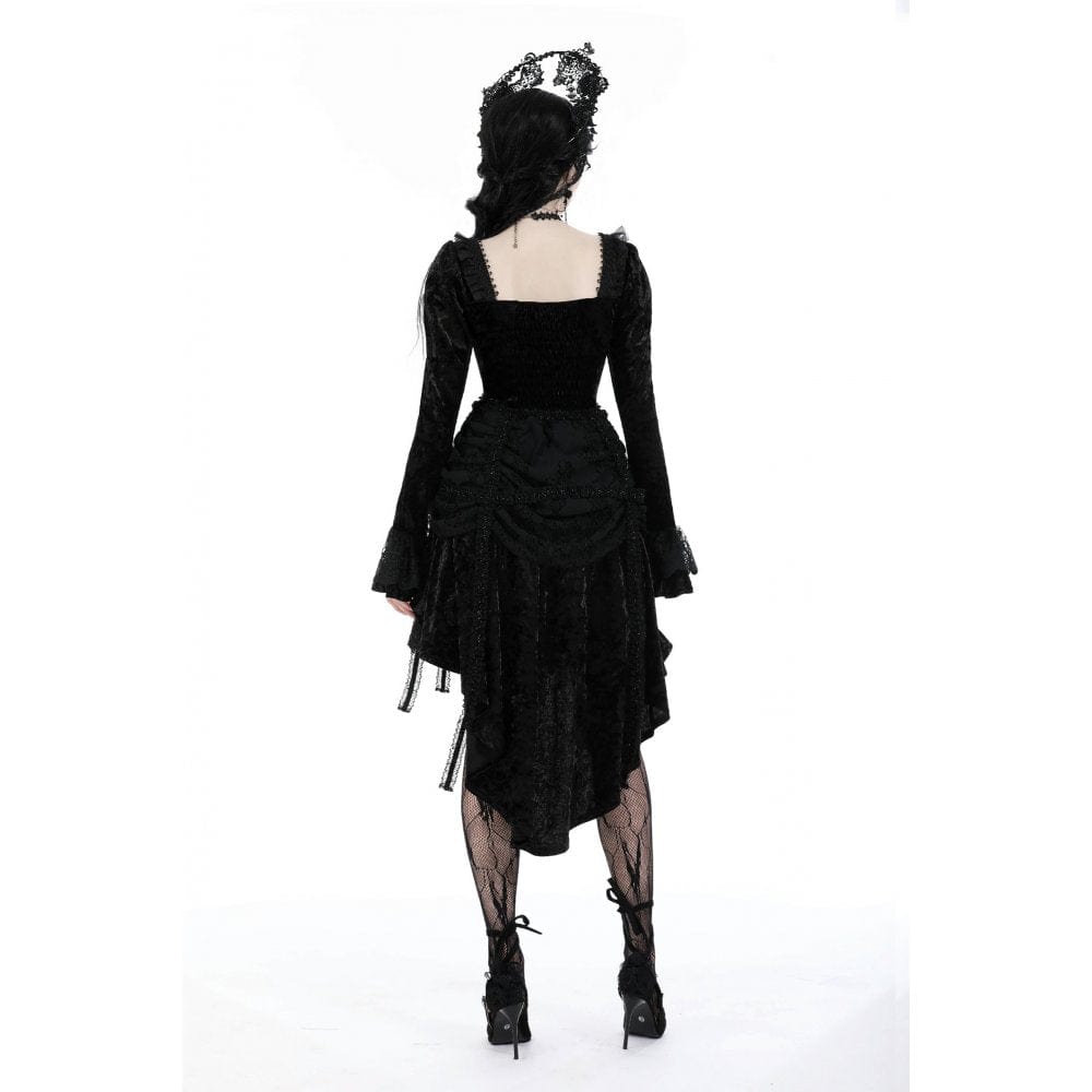 Darkinlove Women's Gothic Layered High-low Velvet Dress