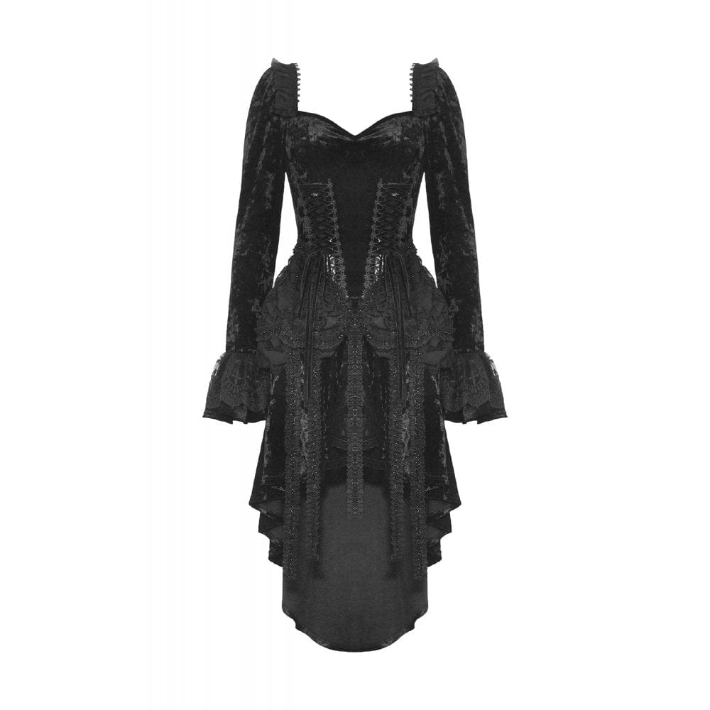 Darkinlove Women's Gothic Layered High-low Velvet Dress
