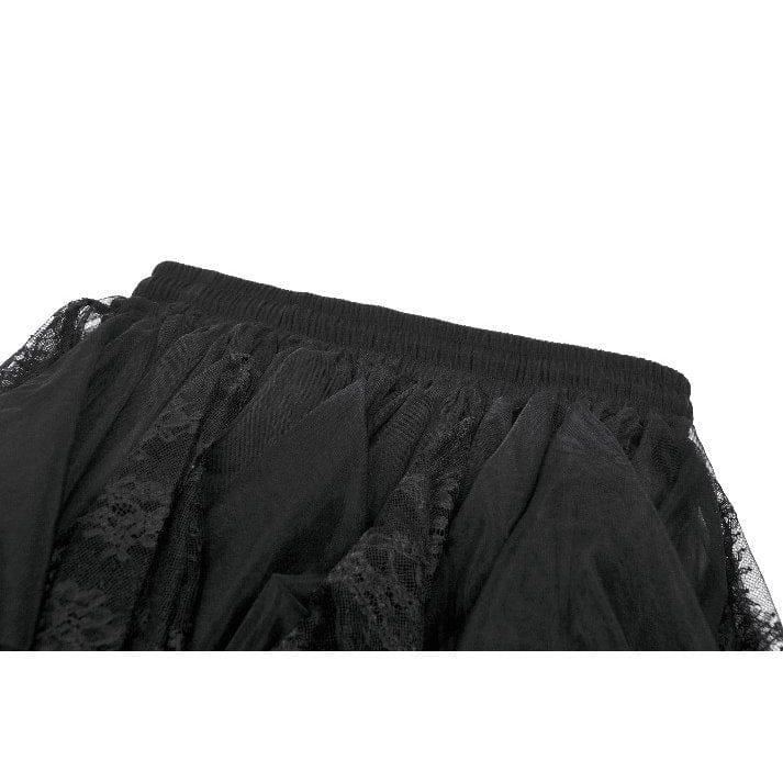 Darkinlove Women's Gothic Layered Lace Mesh Streamer Skirt