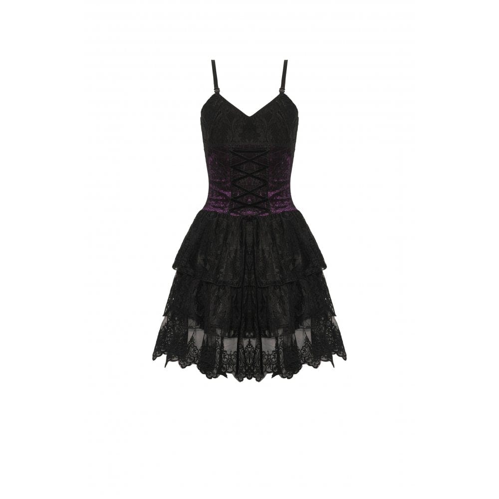 Darkinlove Women's Gothic Layered Lace Slip Dress