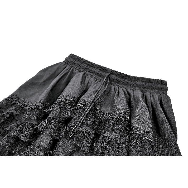Darkinlove Women's Gothic Layered Lace Trim Ruffle Mini Skirt