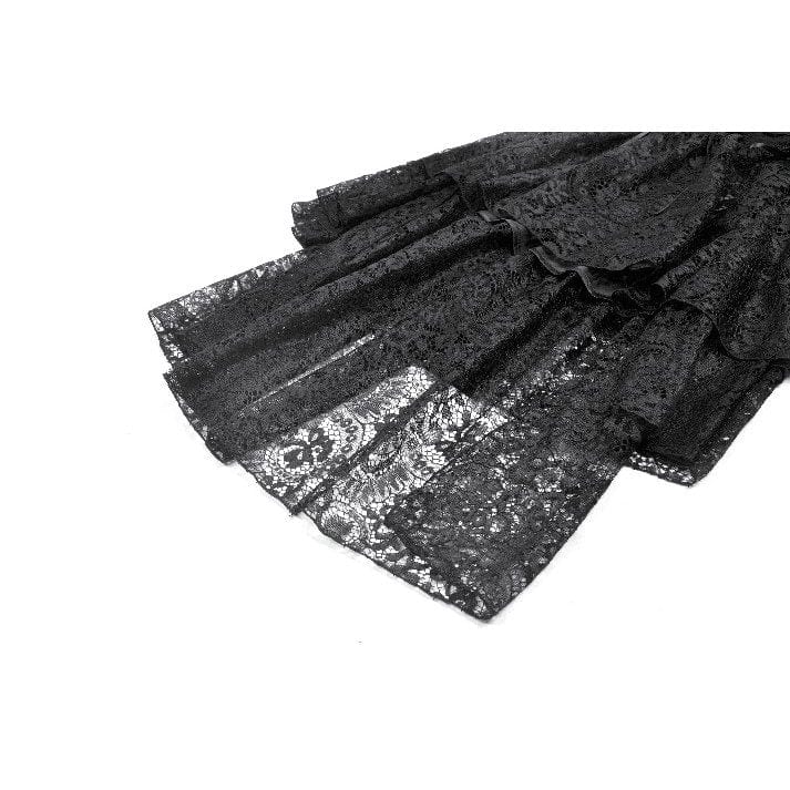 Darkinlove Women's Gothic Layered Lace-up Square-cut Collar Dress