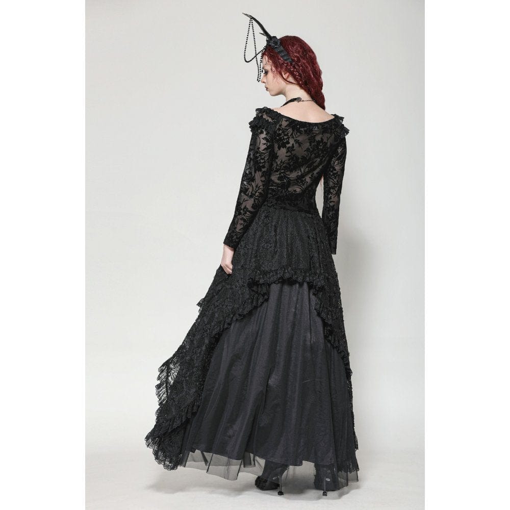 Darkinlove Women's Gothic Layered Ruffled Lace Shirt