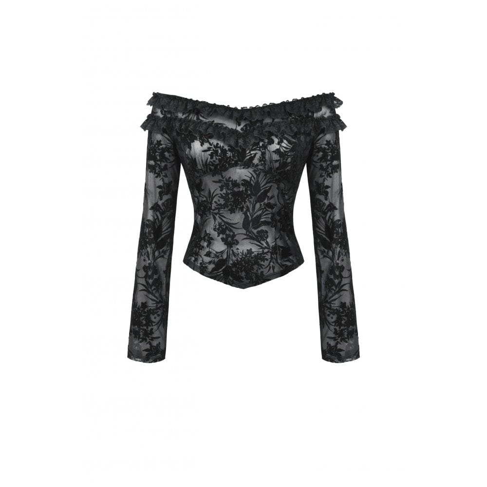 Darkinlove Women's Gothic Layered Ruffled Lace Shirt