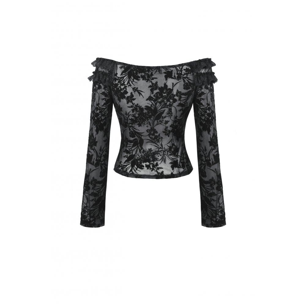 Darkinlove Women's Gothic Layered Ruffled Lace Shirt