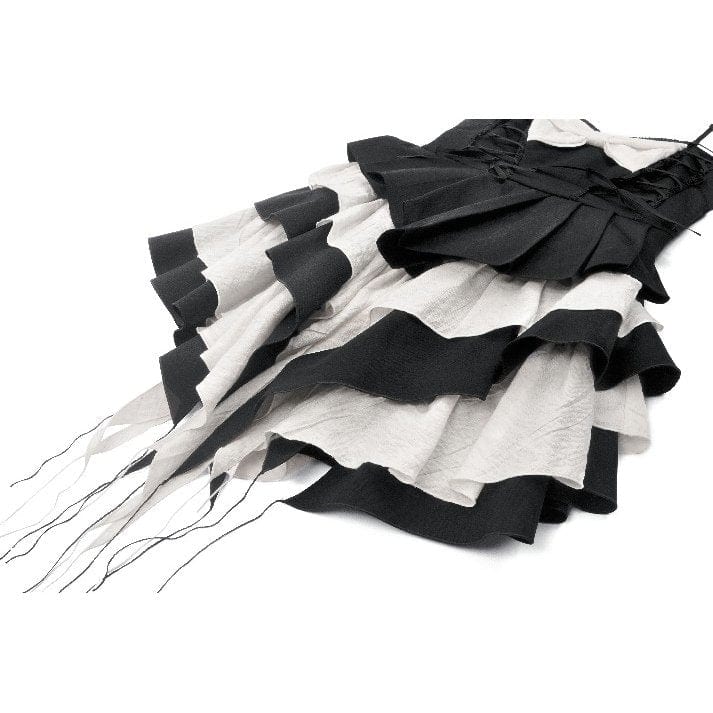 Darkinlove Women's Gothic Lolita Bowknot Contrast Color Slip Dress