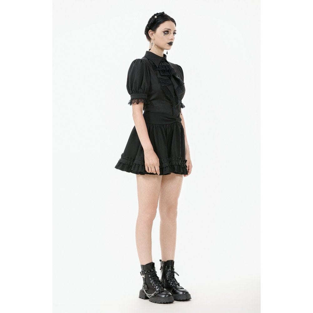 Darkinlove Women's Gothic Lolita Bowknot Waist Short Pleated Skirt