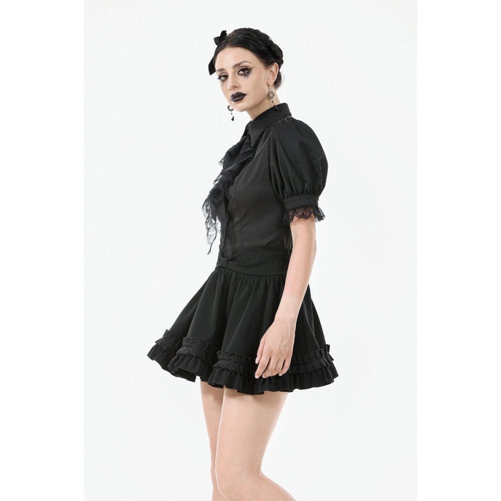 Darkinlove Women's Gothic Lolita Bowknot Waist Short Pleated Skirt