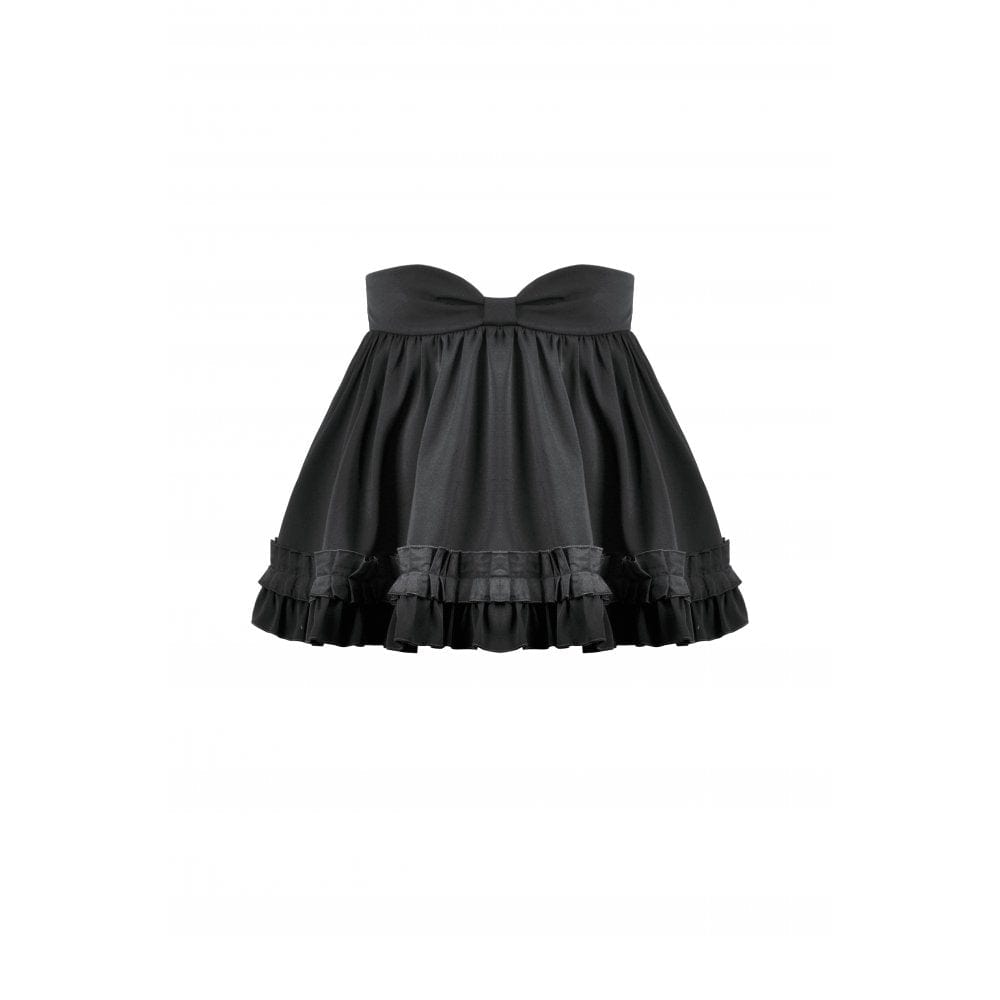 Darkinlove Women's Gothic Lolita Bowknot Waist Short Pleated Skirt
