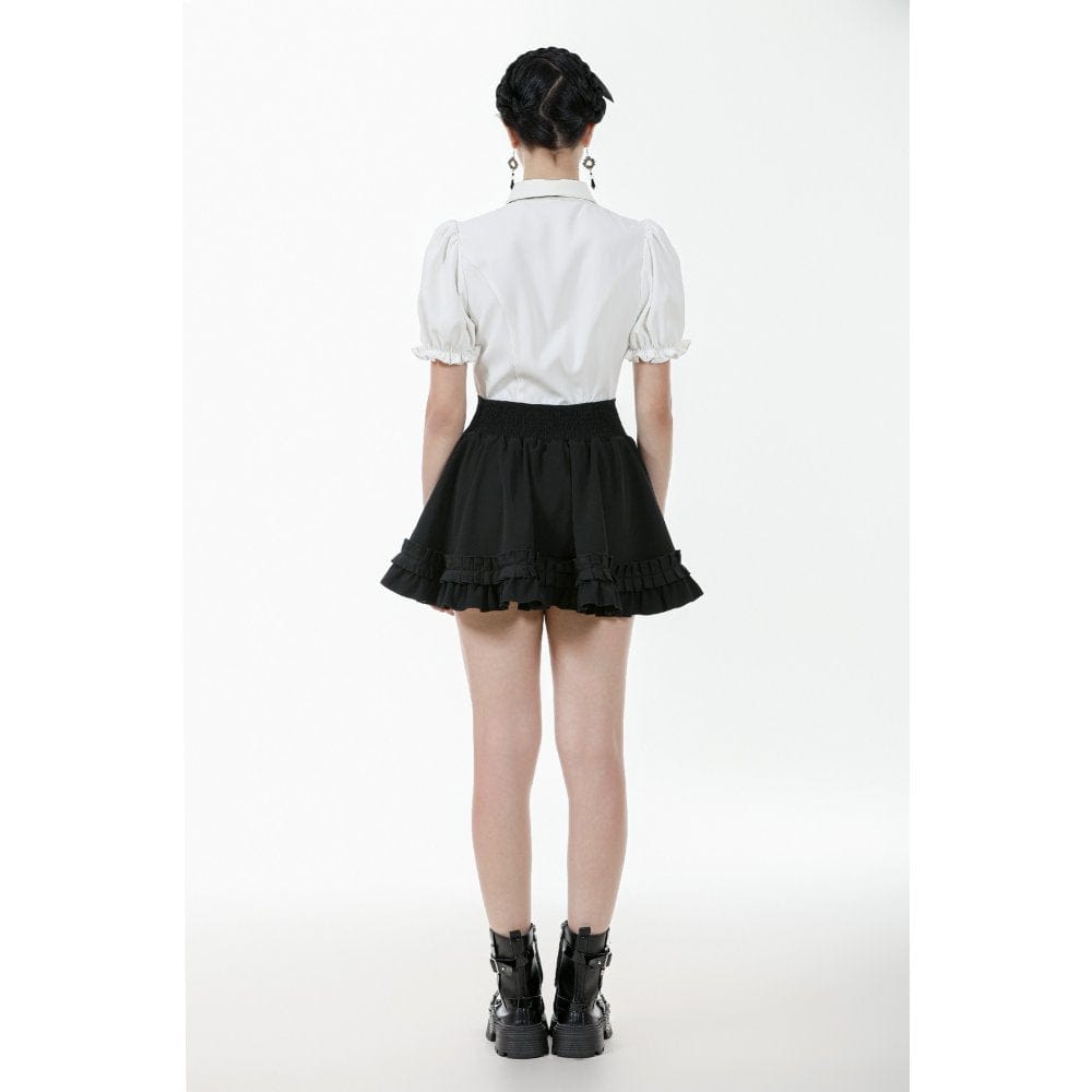 Darkinlove Women's Gothic Lolita Bowknot Waist Short Pleated Skirt