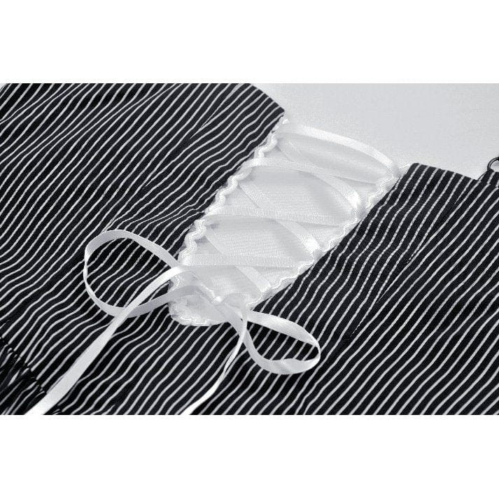 Darkinlove Women's Gothic Lolita Pinstriped Slip Dress