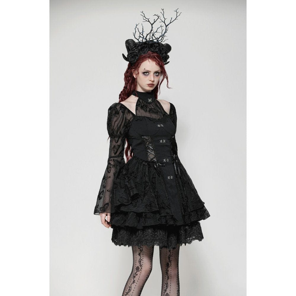 Darkinlove Women's Gothic Lolita Puff Sleeved Bubble Grad Dress