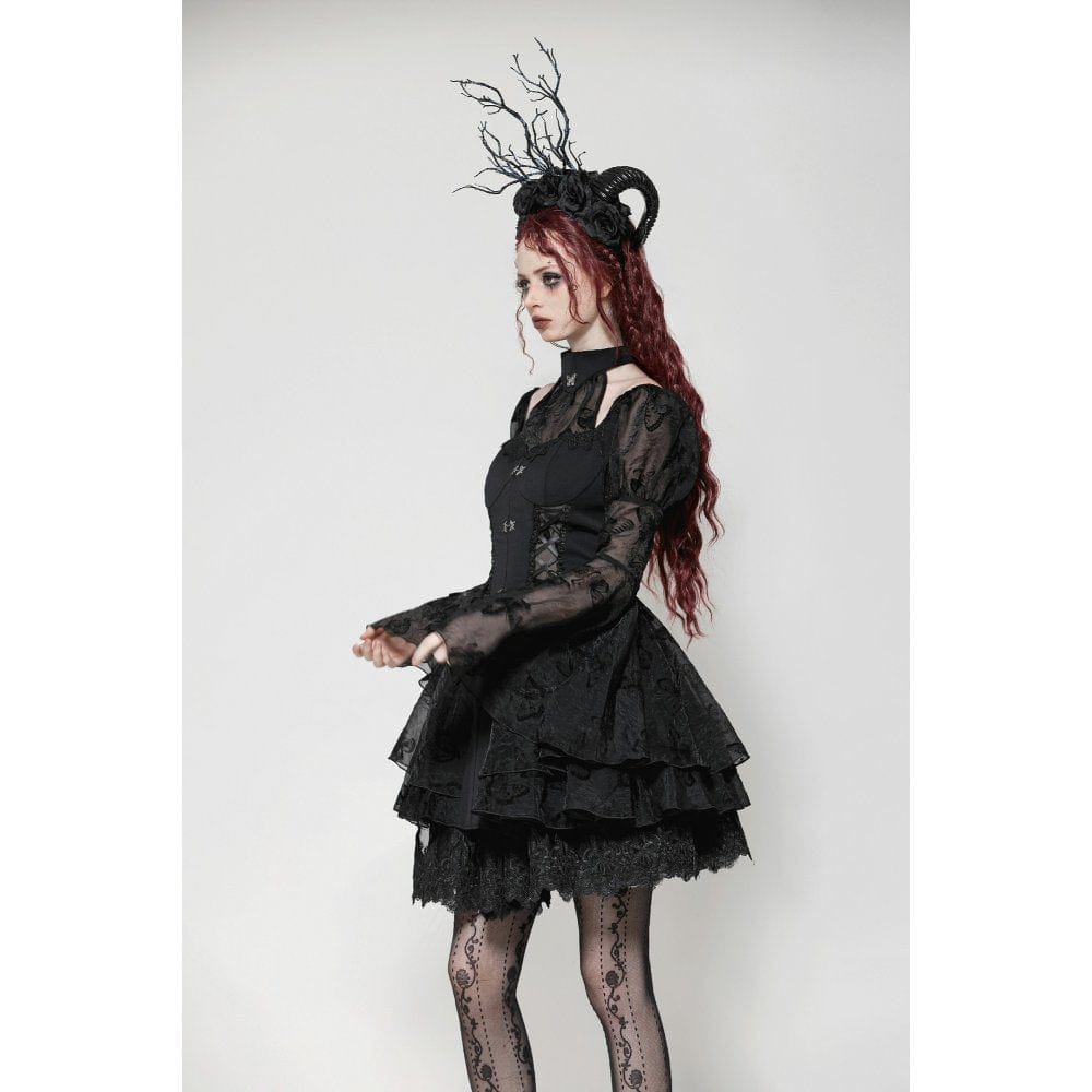 Darkinlove Women's Gothic Lolita Puff Sleeved Bubble Grad Dress