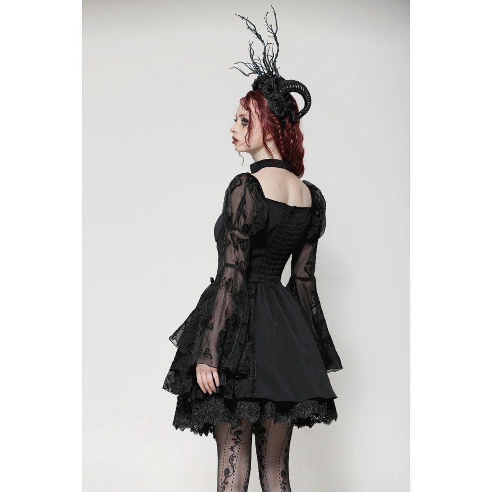 Darkinlove Women's Gothic Lolita Puff Sleeved Bubble Grad Dress