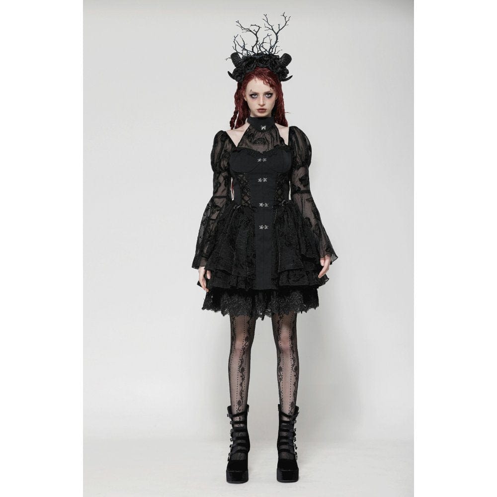 Darkinlove Women's Gothic Lolita Puff Sleeved Bubble Grad Dress