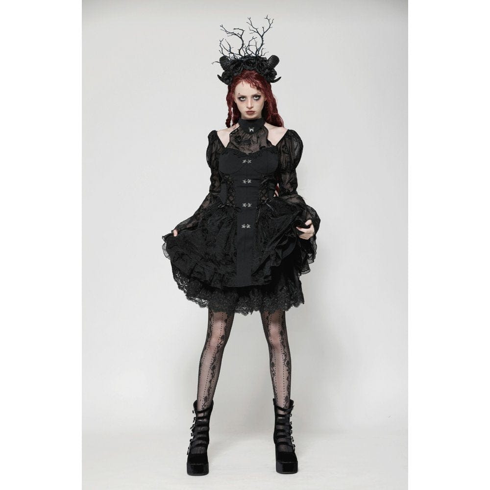Darkinlove Women's Gothic Lolita Puff Sleeved Bubble Grad Dress