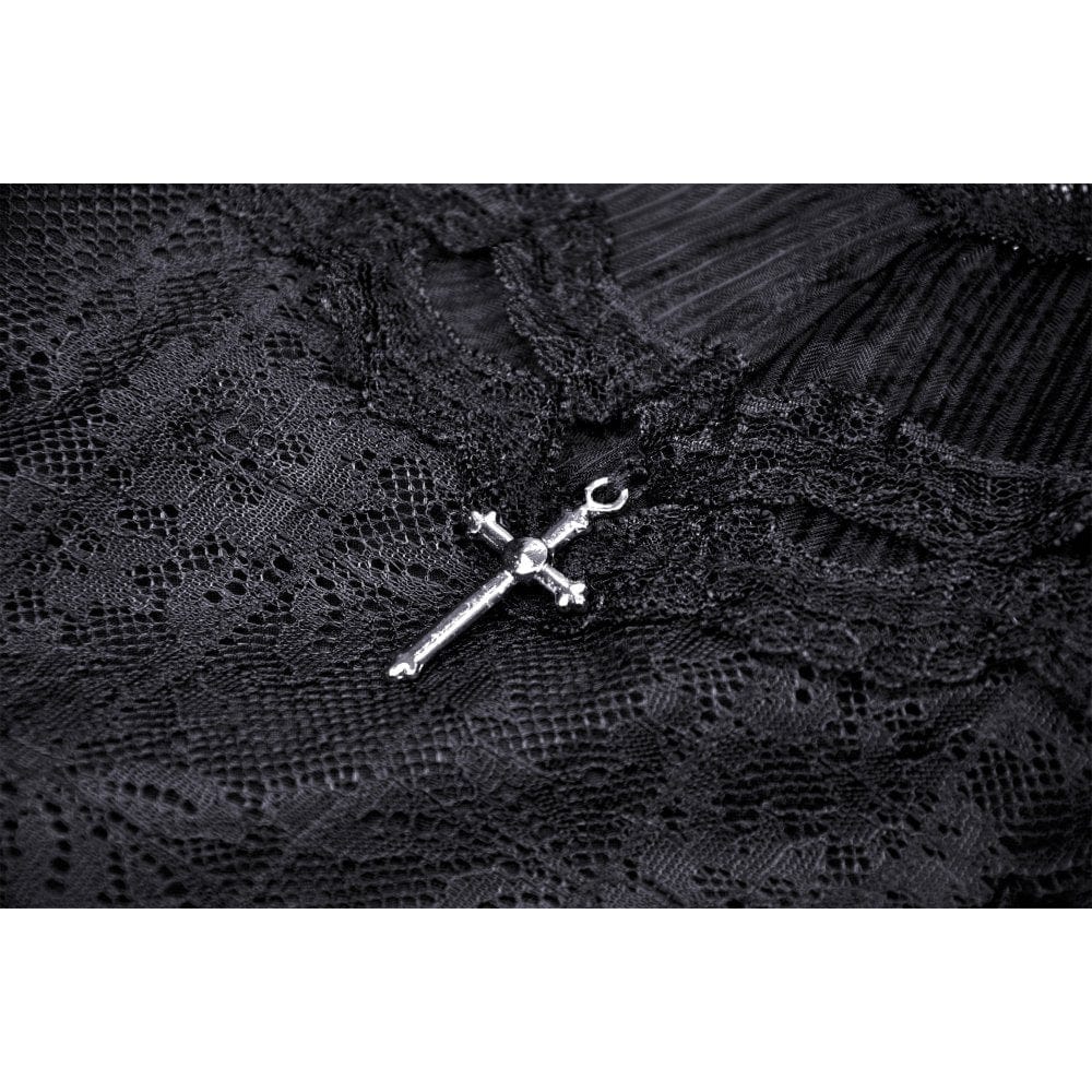 Darkinlove Women's Gothic Lolita Puff Sleeved Lace Doll Dress