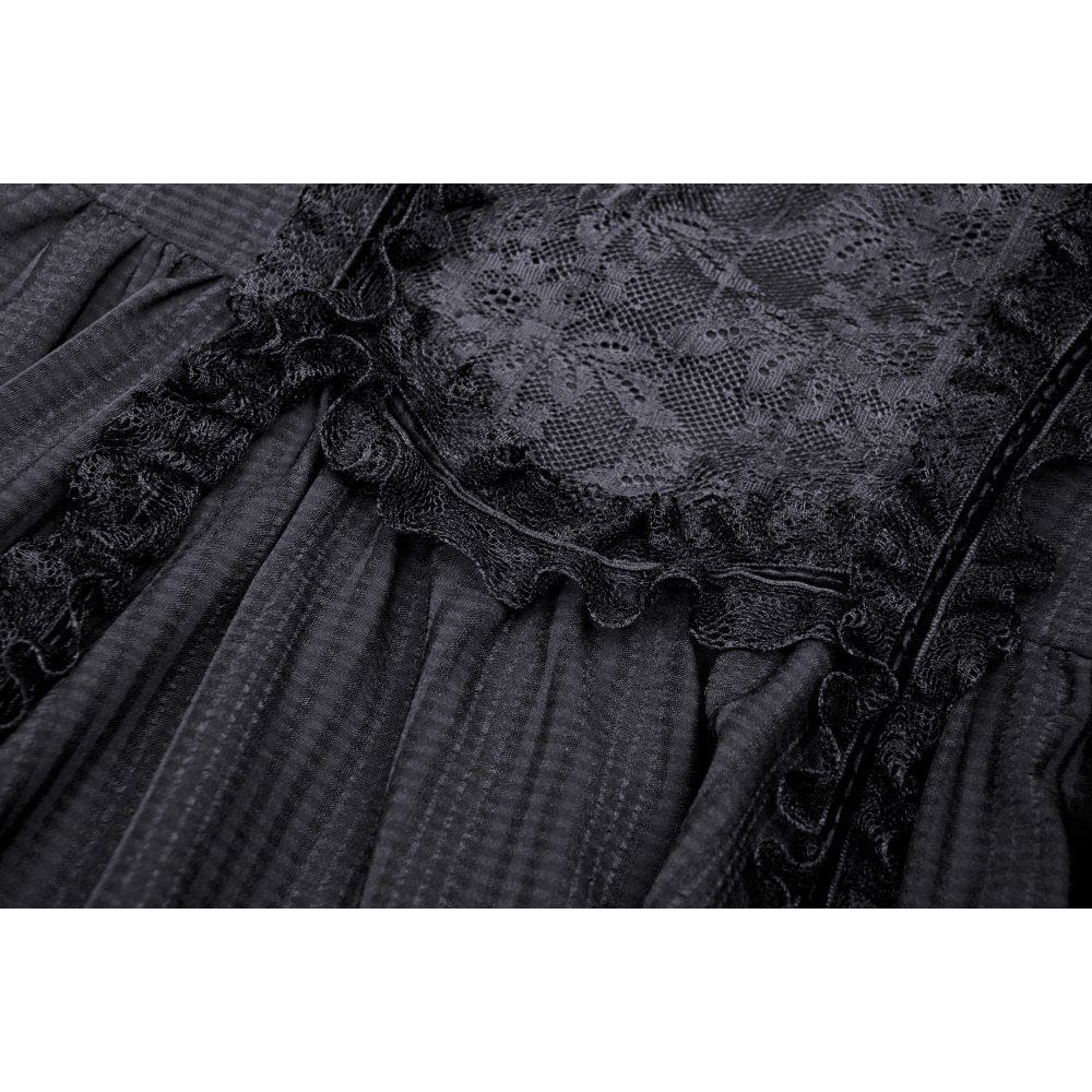 Darkinlove Women's Gothic Lolita Puff Sleeved Lace Doll Dress