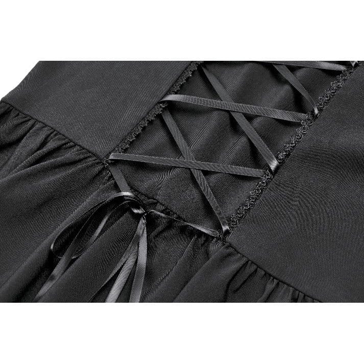 Darkinlove Women's Gothic Mesh Splice Ruffled Cutout Long Sleeve Dress