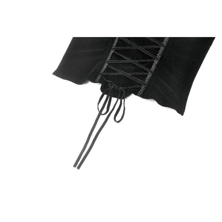 Darkinlove Women's Gothic Metal Chain Contrast Color Velvet Overbust Corset