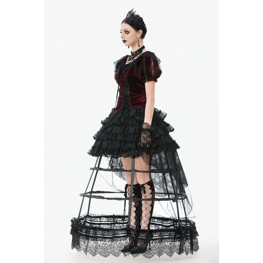 Darkinlove Women's Gothic Multi-Layered Lace Boning Petticoat