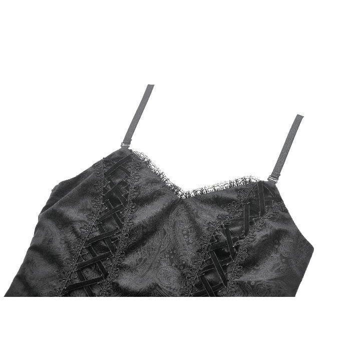 Darkinlove Women's Gothic Multi-Layered Lace Fishtail Slip Dress