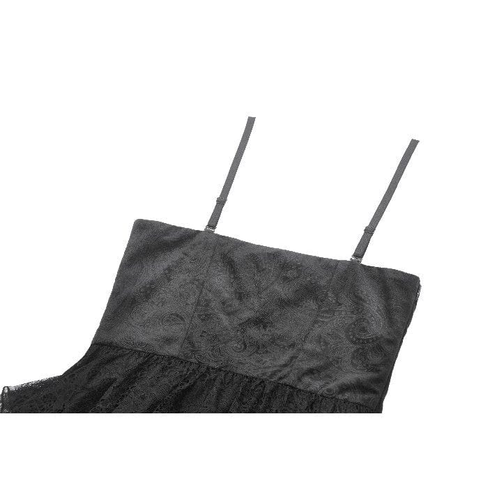 Darkinlove Women's Gothic Multi-Layered Lace Fishtail Slip Dress