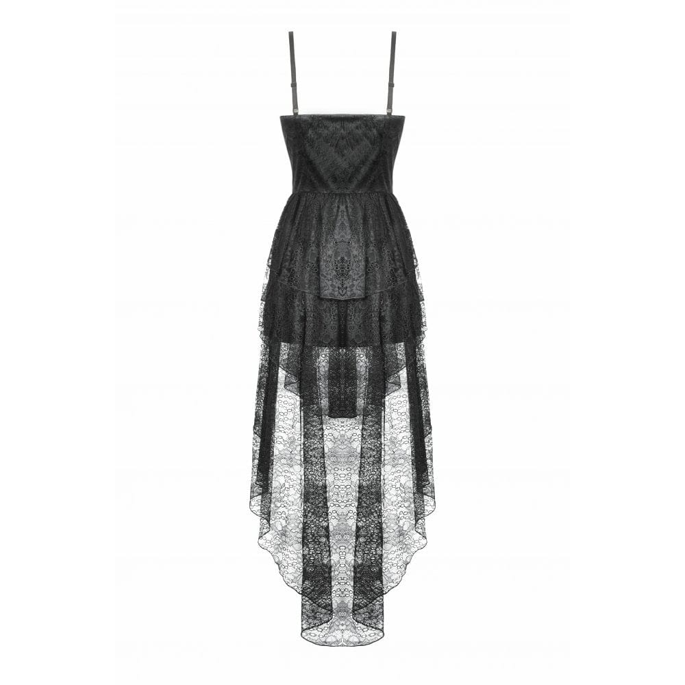 Darkinlove Women's Gothic Multi-Layered Lace Fishtail Slip Dress