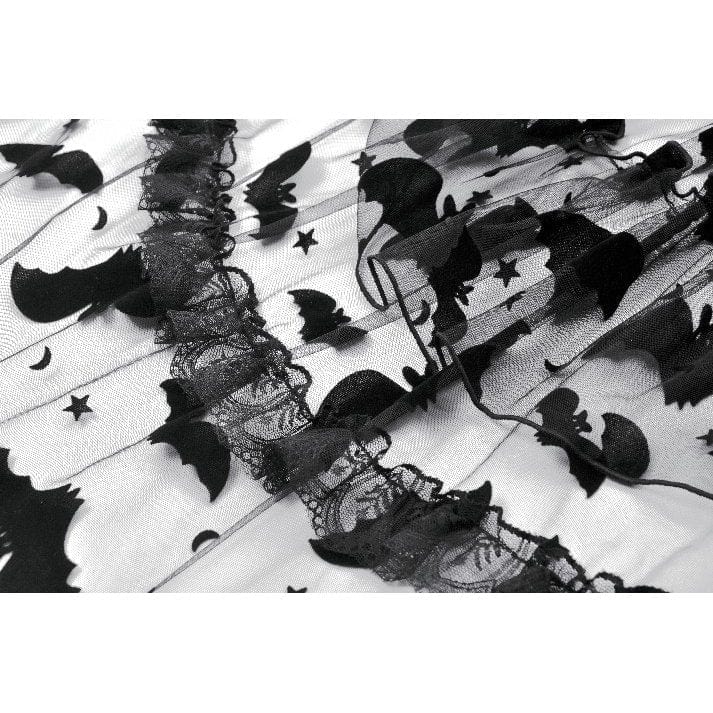 Darkinlove Women's Gothic Multilayer Ruffles Lace Velet Slip Dress