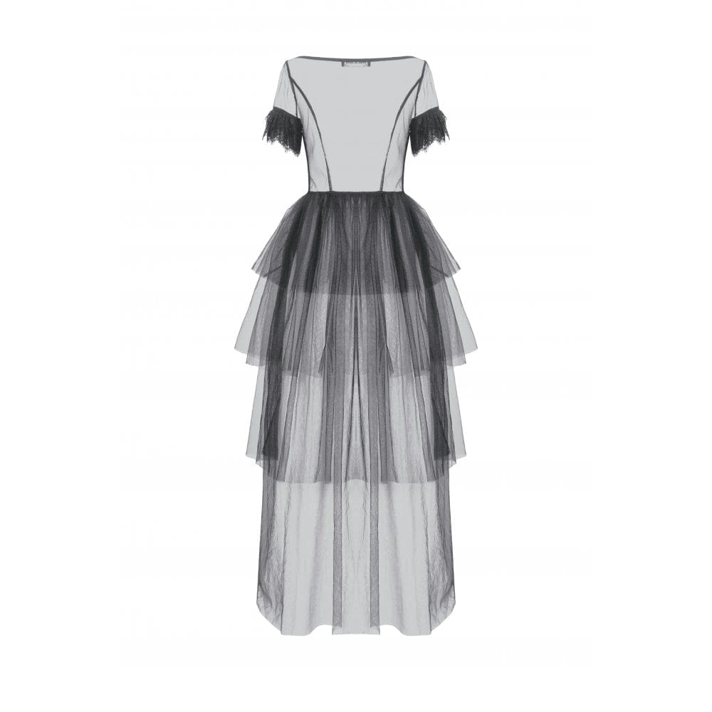 Darkinlove Women's Gothic Multilayer Sheer Mesh Dress