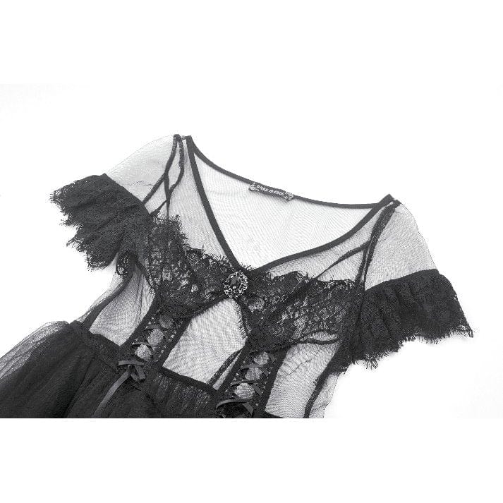 Darkinlove Women's Gothic Multilayer Sheer Mesh Dress