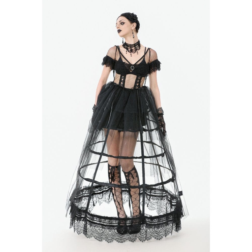Darkinlove Women's Gothic Multilayer Sheer Mesh Dress